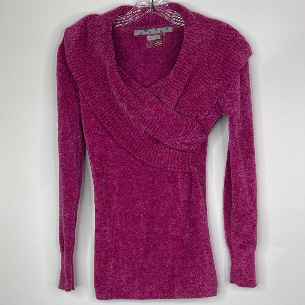 Athleta Sochi Cozy Pink Fuzzy Sweater Size Small